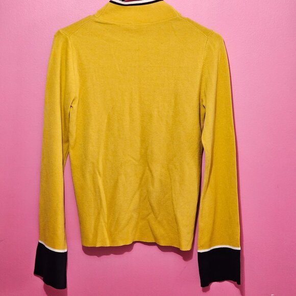 Ann Taylor Mustard Knit Turtleneck Sweater XXS Long Sleeve Trim Cuff Chic Career - Picture 2 of 13